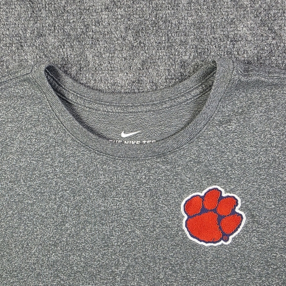 Clemson Tigers Nike Tee Shirt Athletic Cut Grey Orange Paw Print L College NCAA - Picture 2 of 8